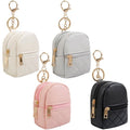AIBFRID 4Pcs Mini Backpack Keychain,Cute Cosmetic Bag for Women Christmas Gifts,PU Leather Makeup Bag Key Pocket Lipstick Bag Card Holder Data Cable Organizer Zipper Pouch (black beige pink gray)