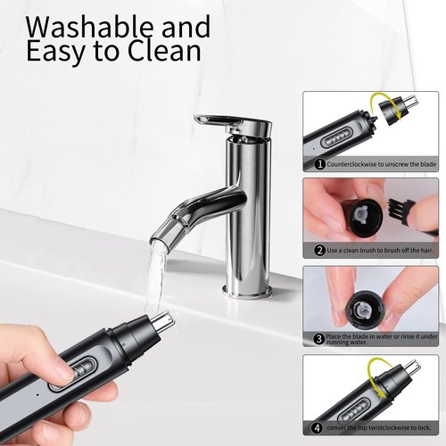 EXMYSO Nose Hair Trimmer for Men Women, USB Rechargeable Electric Ear Nose Hair Trimmer Clipper, Professional IPX7 Waterproof Dual Edge Blades for Easy Cleaning