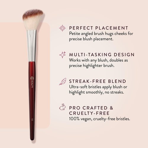 BK BEAUTY 112 SMALL ANGLED FACE BRUSH – Precise Angled Blush Brush for Soft, Natural Blend, Ideal for Blush on Smaller Faces & Highlighting