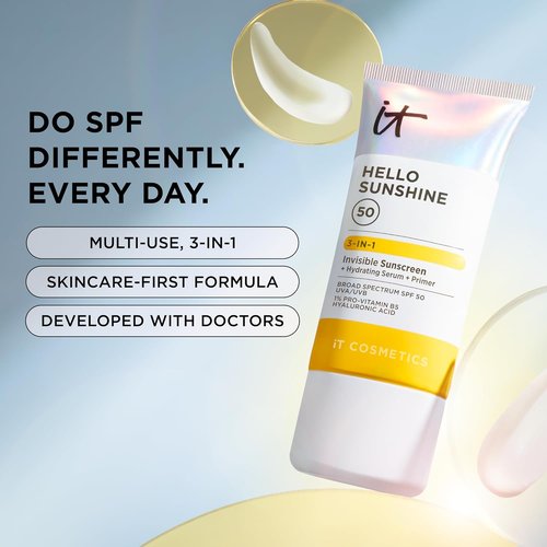 IT Cosmetics Confidence in a Cream & Hello Sunshine SPF 50 Bundle - Anti-Aging Face Moisturizer & Invisible Sunscreen (2 fl oz + 2.7 fl oz)