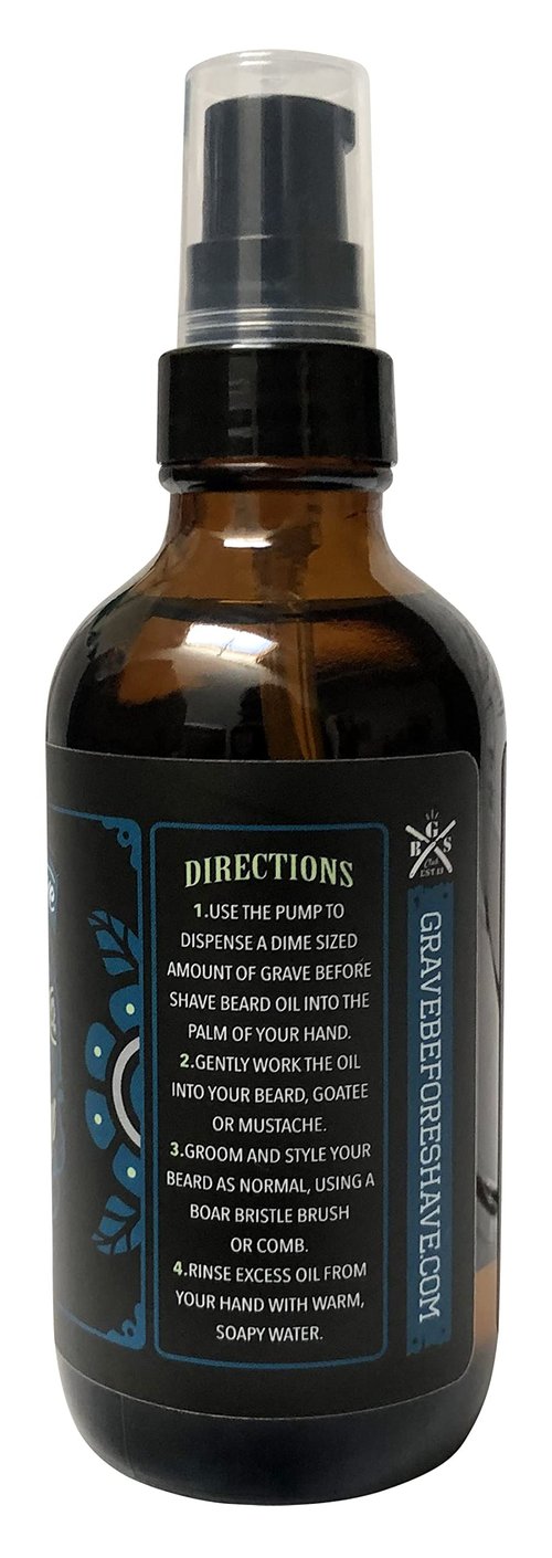 Grave Before Shave Leather/Cedar-wood scent Beard Oil 4 oz. BIG BOTTLE