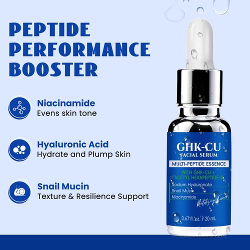 GHK-Cu Copper Peptides Serum for Face: Advanced Anti-Aging Serum with Multi-Peptide and Niacinamide for Fine Lines and Skin Elasticity