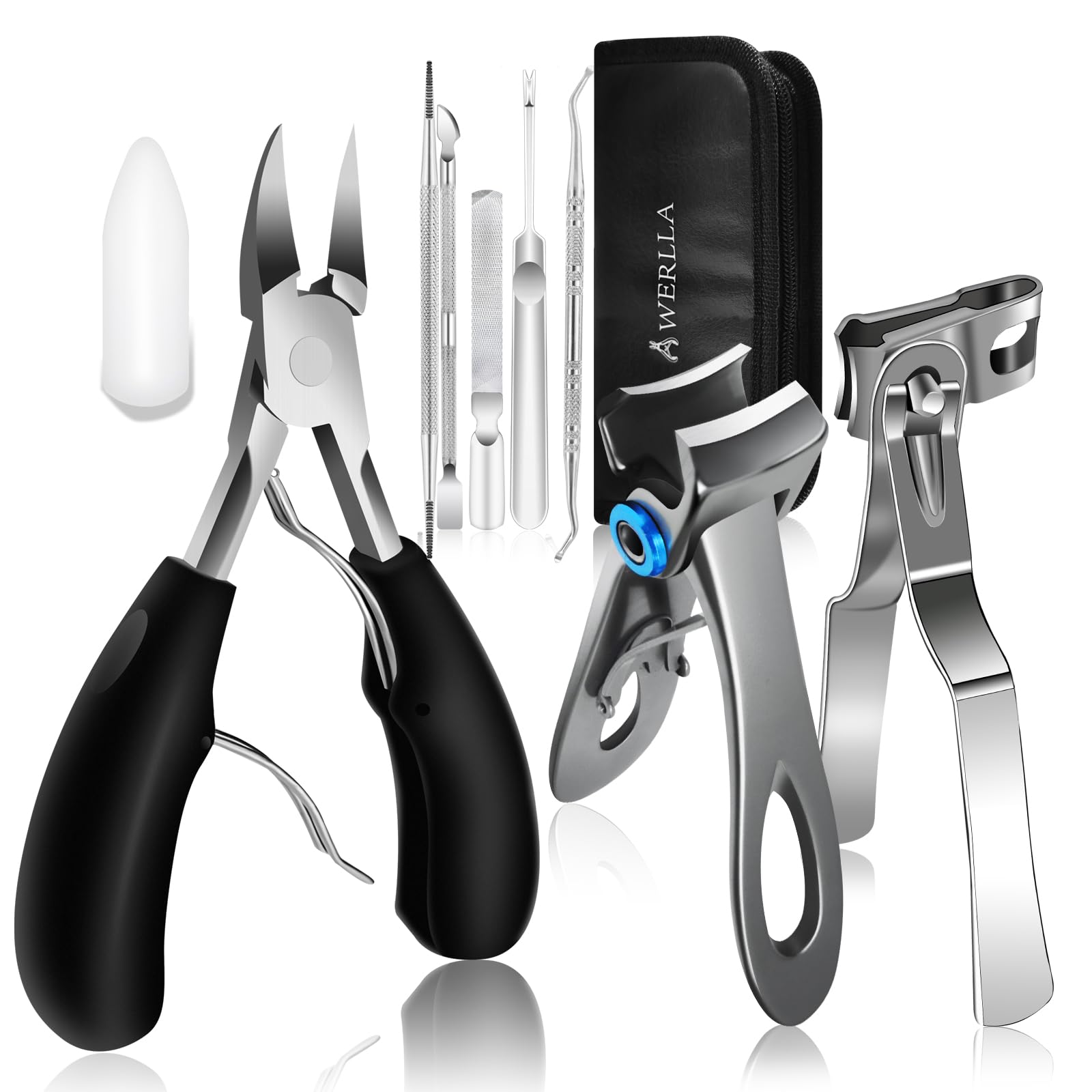 Werlla Werlla Toenail Clippers for Seniors Thick Toenails, Heavy Duty Toe Nail Clippers Adult Thick Nails Long Handle, Large Toenail Clippers for Thick Nails 8Pcs