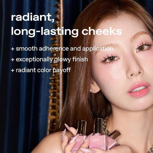 glow liquid blush #purpleflame | lightweight | dewy radiant finish | buildable, long-lasting colour | 3‑layer oil blush | healthy glow for cheeks | 2.7 oz