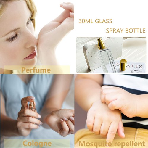 IRON BILL 30 ml Glass Spray Bottle, 1 oz Perfume Bottles Empty, Glass Atomizer, Small Travel Atomizer Bottle Refillable (6 PCS, Sliver)