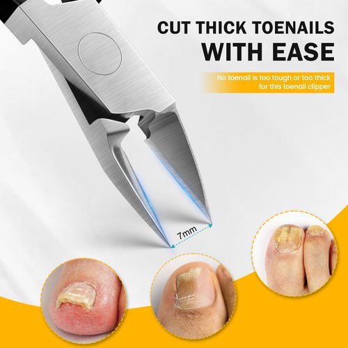 BEZOX Straight Blade Toenail Clippers - Wide Open Pointed Jaw Toe Nail Clippers for Seniors Thick Toenails, Precision Grooming Toenail Scissors for Ingrown Nails - Black