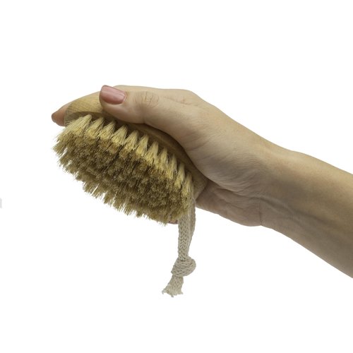 KONEX Bath Brush Set, Exfoliating Shower Scrubber, Dry Brushing Body Brush Set, Pore Opening, Beechwood Handle with Natural Bristle Large 15" Plus Small Face Brush