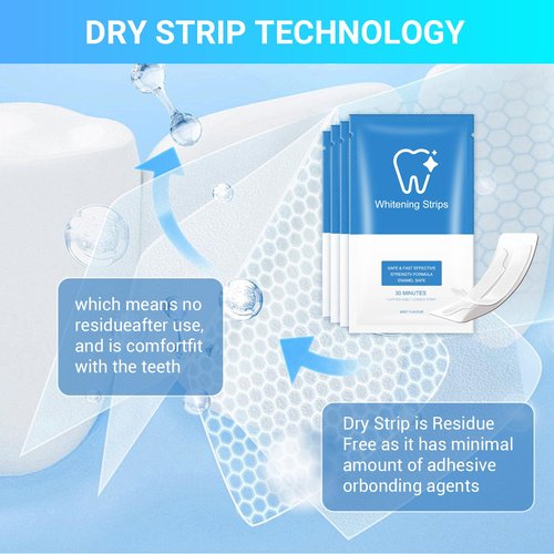 Teeth whitening Strip,28 Sensitivity Free Whitening Strips, Peroxide Free,14 Treatments Kit Professional and Safe Teeth whitening Strips