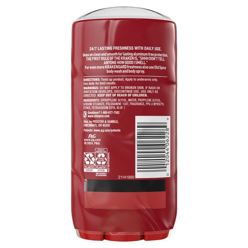 Old Spice Aluminum Free Deodorant for Men, 24/7 Odor Protection, 24/7 Freshness & Lasting Scent, Goes on Clear, Krakengard with Deep Ocean Scent, 3.0 oz (Pack of 2)