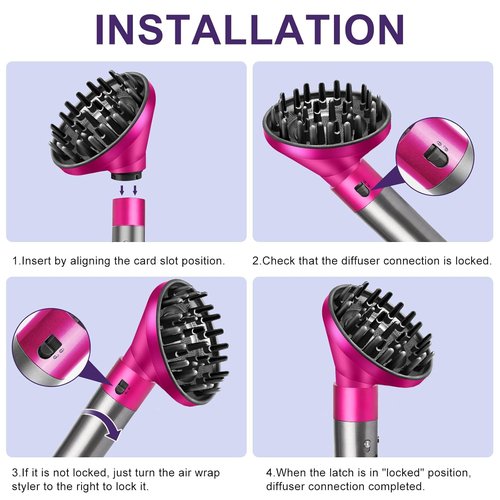 Dyson Upgraded Large Diffuser Attachment - Converts Airwrap Styler to Hair Dryer, Heat Resistant Nylon, Rose
