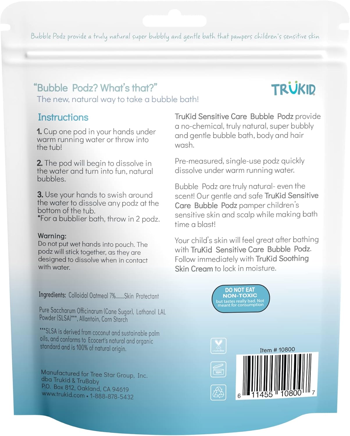 TruKid Bubble Podz | Gentle Bubble Bath for Kids & Toddlers - Eczema-Friendly, pH Balanced, 24 Podz