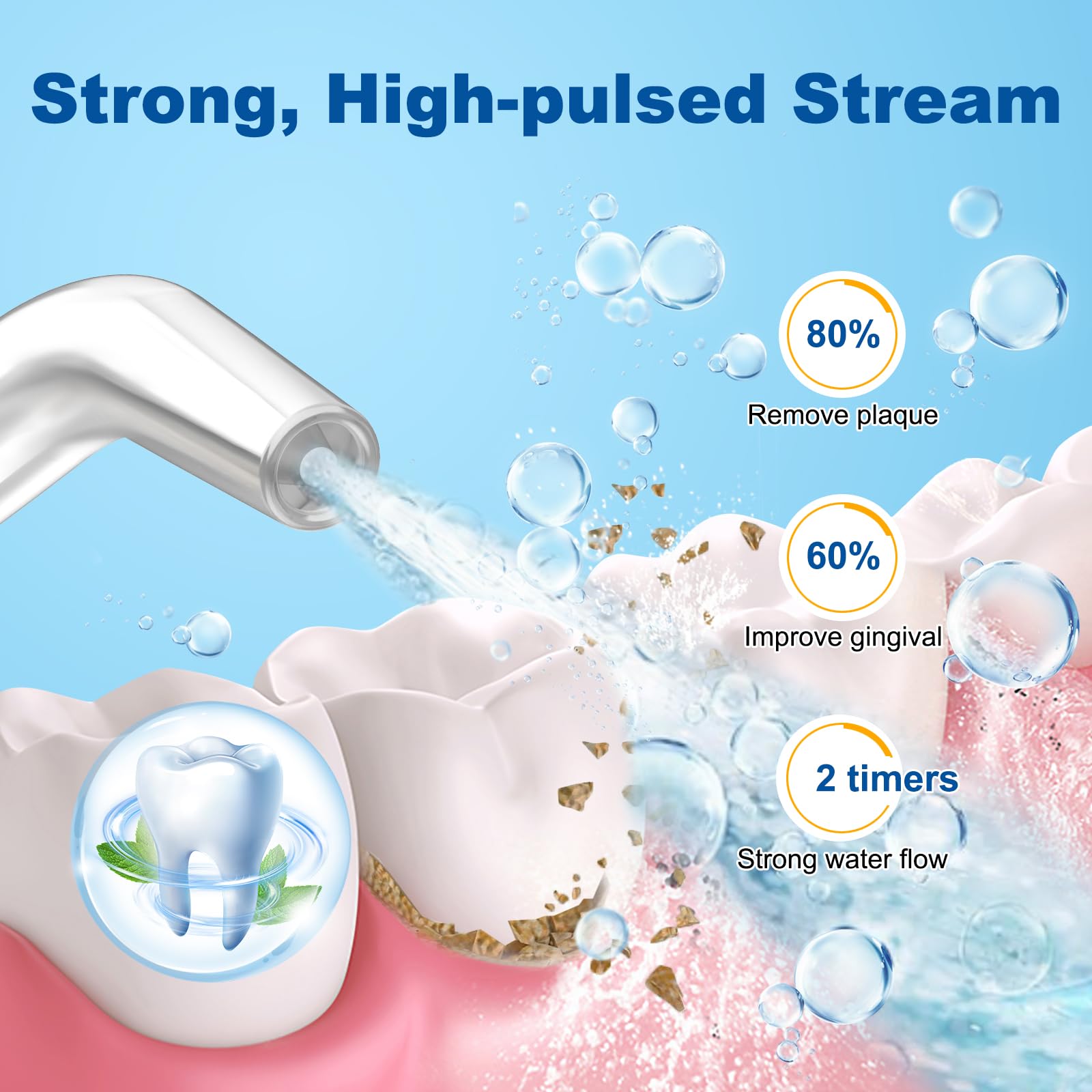 WellLeo Water Flosser for Teeth, 300ML Cordless Oral Irrigator Rechargeable Dental Flosser Picks with 5 Modes 5 Jet Tips,IPX7 Waterproof Teeth Cleaner for Braces Gum Care, Home Travel Use