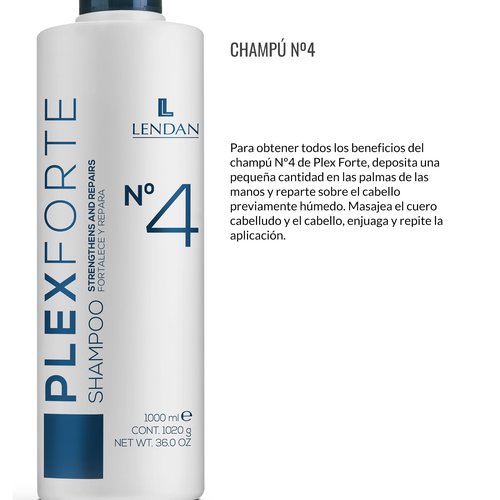 Lendan - Repair Shampoo - Plex Forte Nº4 Shampoo - 1000 ml - Repairs and Strengthens Hair - Deep Cleanses - Normalizes Hair pH - Anti-Frizz - Deep Hair Hydration