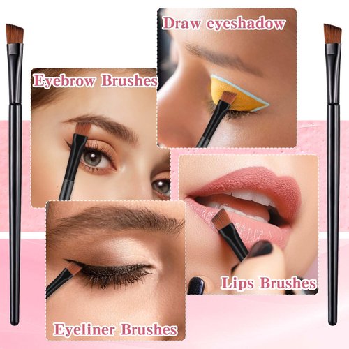 200 Pieces Disposable Angled Eyebrow Brushes Bulk,Eyeliner Brow Tint Brushes,Eye Shadow Applicator Sticks Disposable Makeup Brushes,Salon Beauty Cosmetic Make up Tool Esthetician Supplies