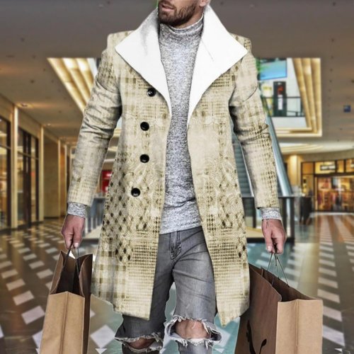 BIVENANT Men's Thermal Wool Blend Peacoat - Casual Notched Collar Business Coat in Classic Style