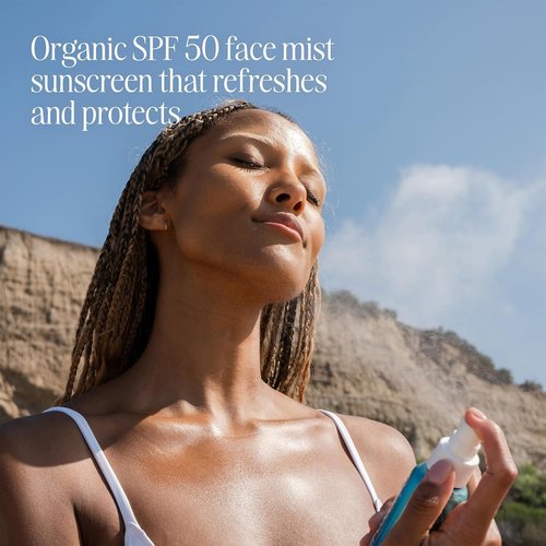 COOLA Organic Sunscreen SPF 50 - Daily Face Mist for All Skin Types | Vegan, Gluten-Free, 3.4 Fl Oz