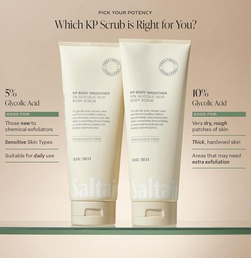 Saltair KP Body Scrub - 10% Glycolic Acid Exfoliator with Volcanic Sand | Fragrance-Free, 10oz for Smooth Skin