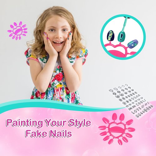 Kids Nail Polish Set with 4 Nail Art Pens - Non-Toxic Nail Pens Ages 4-12 - Spa & Manicure Kit for Girls 6-12, Birthday Gifts, Toys for Girls 8-10 Years