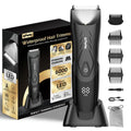 ENSSU Manscape Body Hair Trimmer for Men, Pubic Groin Hair Trimmer for Men with Safe Blade, Cordless Ball Shaver w/Light, Charging Dock, Waterproof Body Groomer, LED Display, 1H Charge,Black