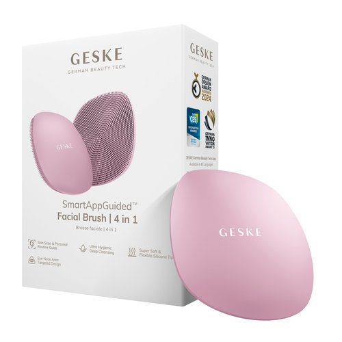 GESKE SmartAppGuided™ Facial Brush | 4 in 1 | Professional Facial Cleansing Brush | Skin Cleansing Silicone Facial Brush | Routine Skincare | Gentle Cleansing | Facial Cleanser