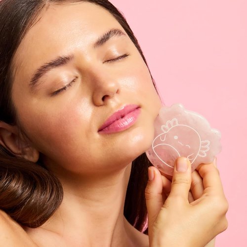TONYMOLY Gua Sha Tool - Archie Axolotl Rose Quartz Facial Massager for Sculpting & Lymphatic Drainage | K-Beauty Gift, Limited Edition