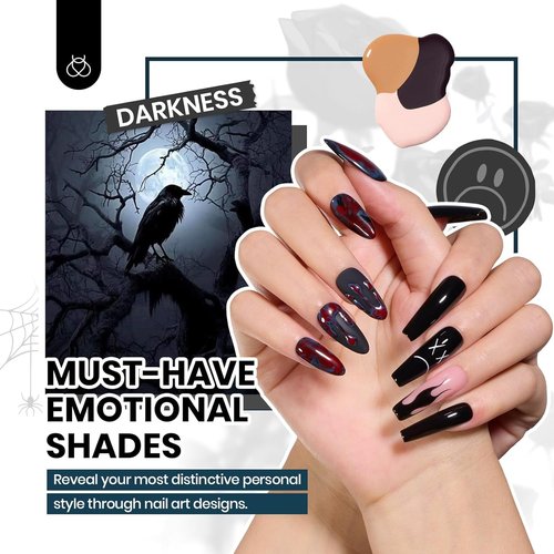 Beetles Gel Nail Polish Set - Emotional Spectrum 69PCS 60 Colors Gel Polish Kit Base Coat Glossy & Matte Top Coat UV Led Soak off Collection Brown Red Black Nude White Valentines Gifts for Women