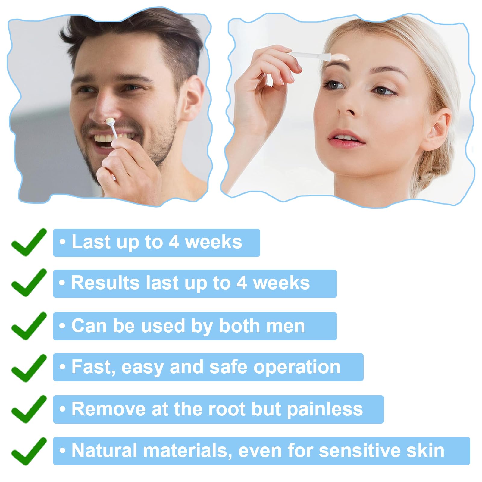 100Pcs Nose Wax Sticks Applicator with Disposable Spatulas for Nostril Cleaning Ear Face Eyebrow Mustache Hair Removal for Men Women, Painless, with Delicate Packing Box for Gift, BlueZOO