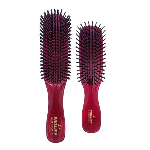 Phillips Brush Light Touch 6 Ruby Red Hair Brush and Petite-sized Combo Pack