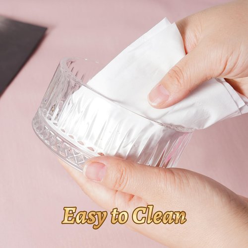 NiHome Large Powder Puff with Container Set, Glass Powder Puff Holder with Lid and 2 Ultra-Soft Velvet Puffs, Elegant Crystal Glass Storage Jar for Loose Powder, Body Powder and Setting Powder