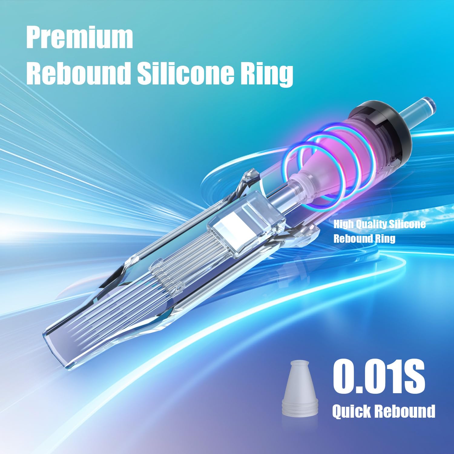 YILONG Assorted Tattoo Needles Cartridge - 50pcs Mixed Size Round Liner Shader Magnum - 5 Pcs each of 3RL，5RL，7RL，9RL，5RS，7RS，9RS，9RM，11RM，7M1 Disposable Membrane Tattoo Needles for Tattoo Gun Machine