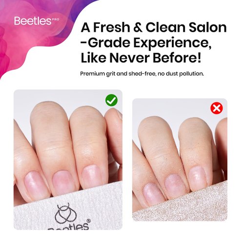 Beetles Pro 3-Pcs Nail File Nail Buffer - Professional 100/180/240 Grit Nails Files and Buffers Double Sided Washable Shaper Files for Acrylic, Gel & Natural Nails – Salon Quality Manicure Tool