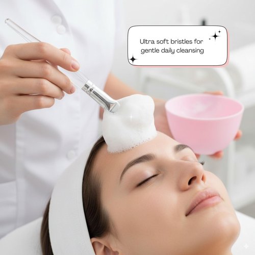 Natural Fluffy White Goat Hair Soft Fan Brush For Skincare And Esthetician (Large)