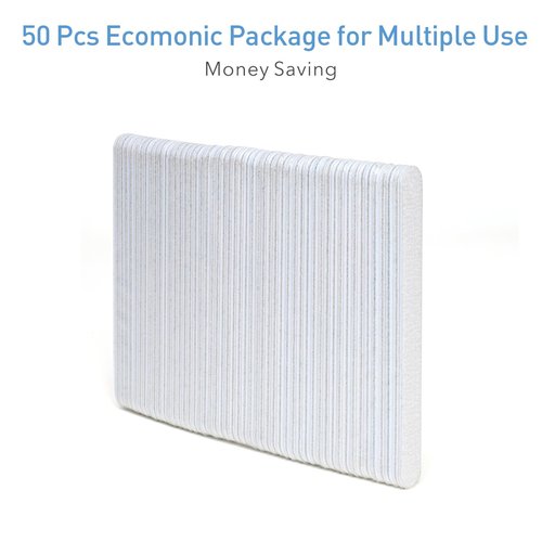 GazePlus Nail Files, 50 PCS Fingernail Files 7" Long 80/100 Grit Emery Boards for Nails - Professional Nail File Bulk Washable for Acrylic, Gel, Dip Powder, and Poly Gel Nails