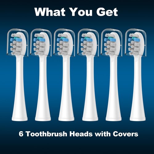 FitMount 6 Pack Toothbrush Replacement Heads Compatible with WaterPik Sonic Fusion 2.0, FitMount Flossing Brush Head Fit for Water-Pic SF-01W SF-02W and 2.0 SF-03 SF-04