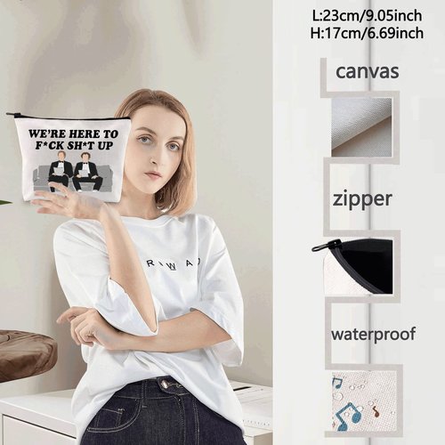 LEVLO Step Brother TV Show Cosmetic Make Up Bag Brennan Dale Fans Gift We're Here To f*ck sh*t up Step Brothers Makeup Zipper Pouch Bag For Friend Family (We're Here)