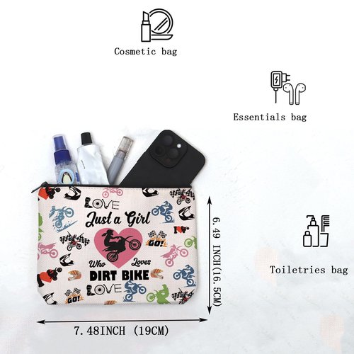 MAOFAED Dirt Bike Gift Dirt BikeGirl Gift Just AGirl Who Loves Dirt Bike Cosmetics Bag For Women Motocross Gift (girl love dirt bike)