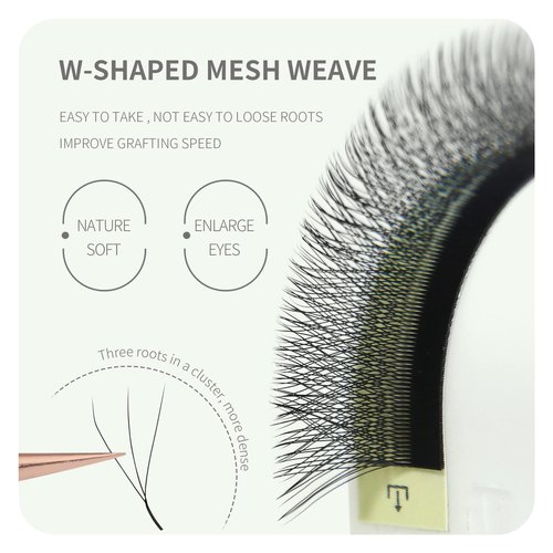 ANNAFRIS 3D Premade Fan W Shape Clover Eyelash Extensions 0.07 C Curl 8-12mm Mix Self Fanning Lashes Extension Makeup Supplies Professional Use (0.07 C, 8-12mm Mix)
