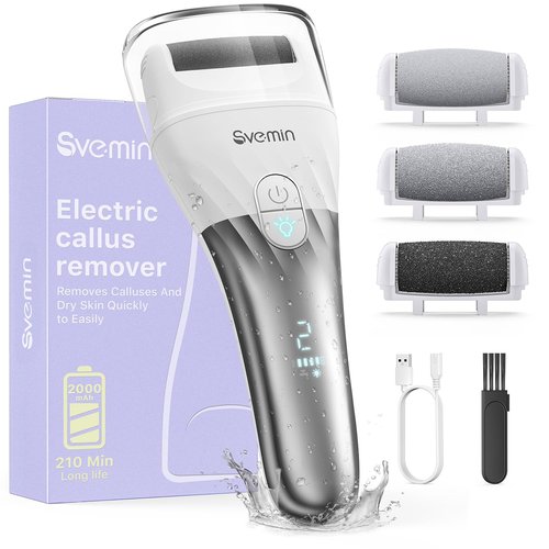 Electric Callus Remover for Feet - 2-Speed Rechargeable Pedicure Kit with 3 Rollers, IPX4 Waterproof Foot Scrubber & Digital Display | Professional Dead Skin & Callus Remover for Women/Men