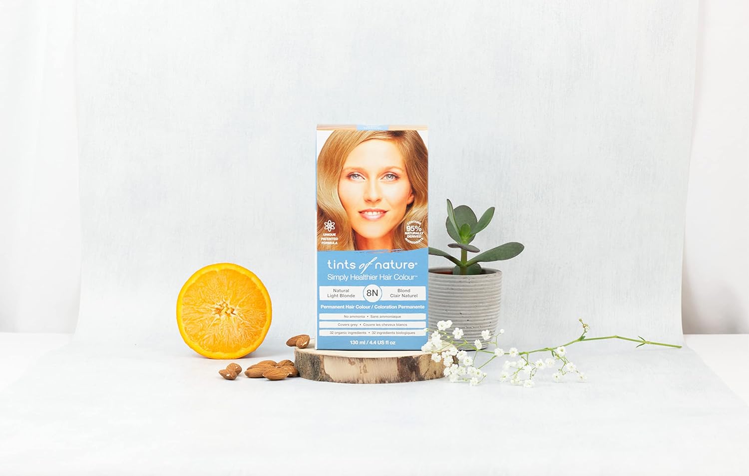 Tints of Nature 8N Natural Light Blonde Hair Dye - Nourishing, Ammonia-Free Formula | 4.4 fl oz