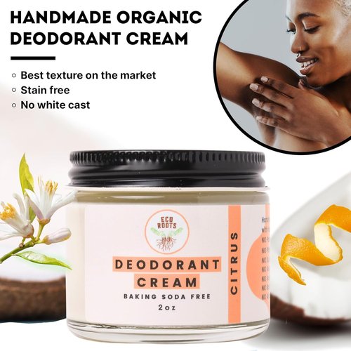 ECO ROOTS Natural Deodorant Cream - Organic, Aluminum-Free & Vegan | Citrus Scent for Body & Private Parts