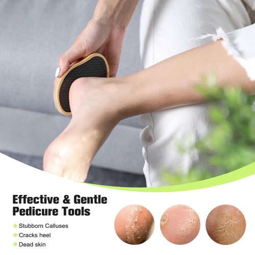 FERYES Glass Foot File Callus Remover with Bamboo Handle - Nano Glass Foot Scrubber for Dead Skin Pedicure File - Your Path to Silky, Smooth Feet