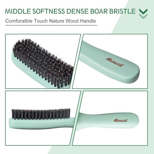 Skiennix Professional Edge Control Brush - Boar Bristle Hairbrush for Smoothing Frizz & Flyaways | Green