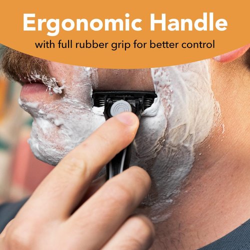 BIC Flex 4 Refillable Razors for Men, Long-Lasting 4 Blade Razors for Sensitive Skin, 1 Handle and 7 Cartridges, 8 Piece Shaving Kit