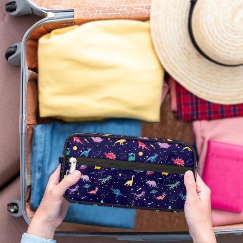 FZDXZJJ Travel Toiletry Bag for Girl Boy,Waterproof Lightweight Makeup Cosmetic Bag Organizer with Handle & Zip Pockets Shaving Toiletries Bag for Gym,Beach - Dinosaur Cosmic