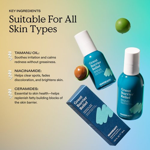 KraveBeauty Great Barrier Relief Serum for Dry or Sensitive Skin, Hydrates and Repairs the Skin Barrier, Soothing Facial Serum with Ceramides & Niacinamide, Fragrance Free, 45 mL
