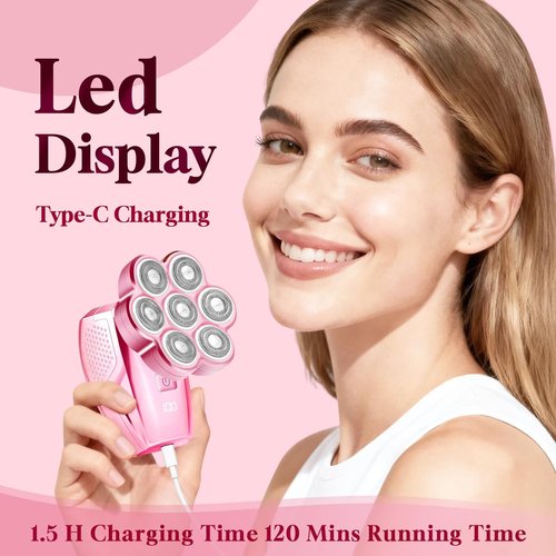 Electric Razors for Women Legs: 120 min Long Time Use Rechargeable Electric Shaver for Women - Waterproof Wet & Dry Hair Remover - Trimmer for Lady Face Public