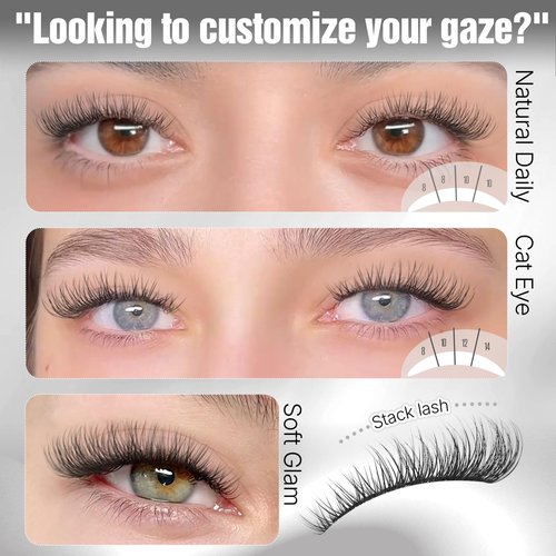 Natural Lash Clusters Velure Eyelash Clusters 8-14mm CC Curl Wispy Cluster Eyelash Extensions Clear Band Individual Lashes Soft Reusable DIY Cluster Lashes Extension for Natural Daily Look by Yawamica