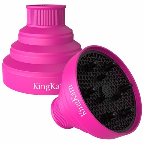 Collapsible Silicone Hair Dryer Diffuser - Travel-Friendly & Space-Saving - Fits Most Dryers (1.575-1.968 Inch Nozzle) - Pink