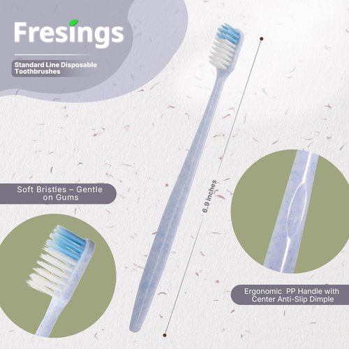 Fresings 48-Pack Disposable Toothbrushes Individually Wrapped, Soft PBT Bristle Bulk Portable Travel Toothbrushes for Adults & Kids, Guest Bathroom, Hotel, Camping, Donation - 4 Gemstone Colors