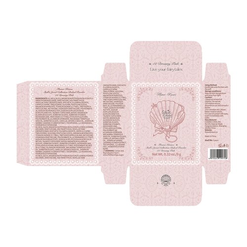 Flower Knows Shell's Jewel Collection Baked Powder,Makeup & Setting Pressed Powder Compact with Mirror and Puff,Pink Smooth Oil-Control Pore Blurring,0.32 Oz(02 Dreamy Pink)